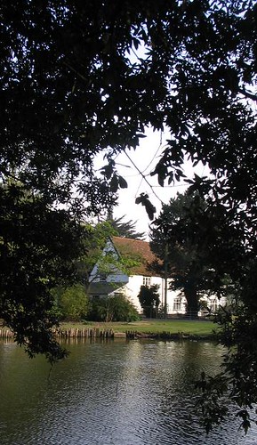 farmhouse and pond