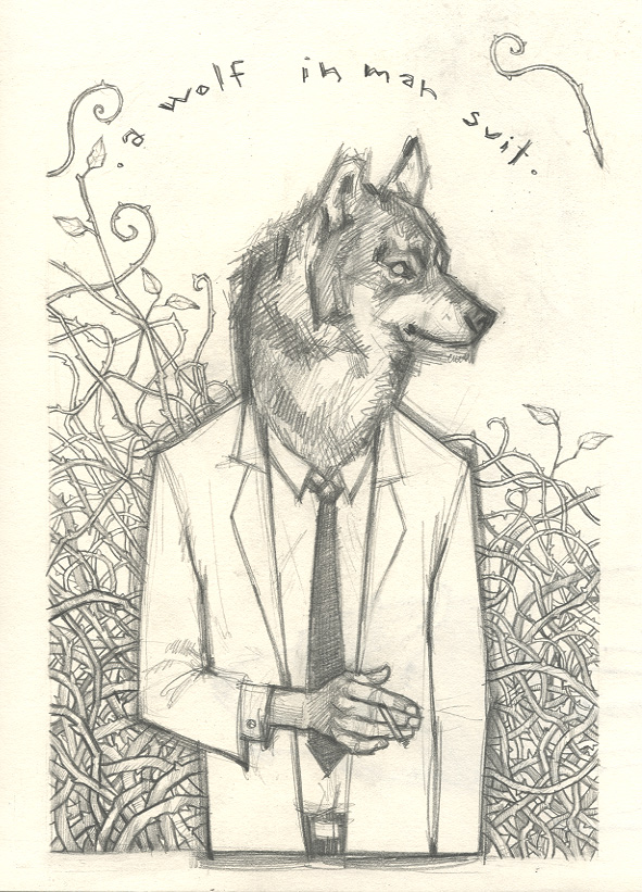 a wolf in a man suit