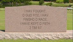 Tombstone with 2 Tim 4:7 text